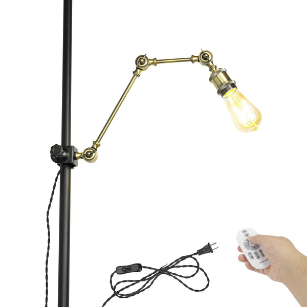 FSLiving ブラケットライト クリップライト ブロンズ  調光調色 リモコン付属 角度調節可能 縦アクセサリーに固定可能 新生活 突っ張り棒対応 賃貸照明 賃貸対応照明器具 E26 レトロ 電球付属 BDZB-CYAN-10CM-20CM-QGT-QP50