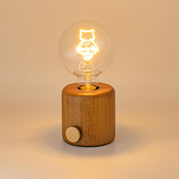 FSLiving 猫ちゃんのあたたかみ 充電式 LEDライト 木製モードライト  省エネ 装飾ランプ 雰囲気作り  テーブルランプ  コードレス  北欧風  調光　タイプD