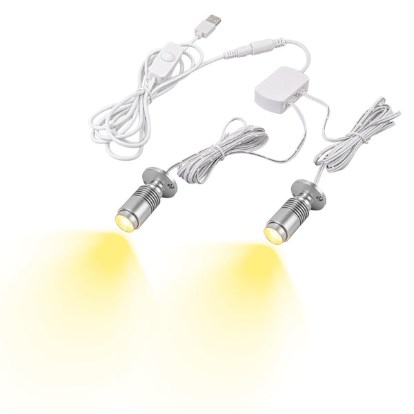 FSLiving  配光角度調節可 発光ユニット(電球色) 2灯式 調光機能付き ミニスポットライト ジュエリー ショーケース ディスプレイ 照明器具 ブラックシェル LEDユニット 電飾キット ミニ植物ライト LEDスポットライト