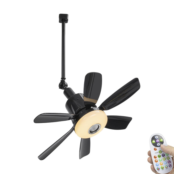 FSLiving 静音 角度調節 ダクトレールファン ミニサーキュレーター 調光調色 リモコン 空気循環 換気 扇風機 洗面所 オフィス用 リビングルーム用 30W ブラック