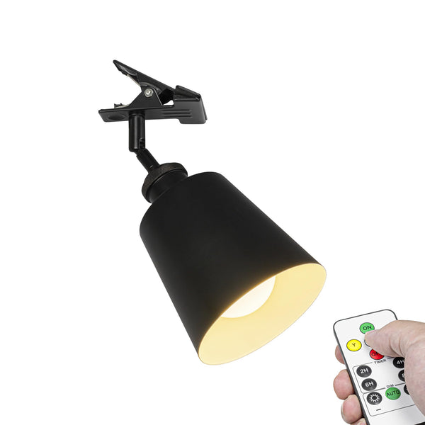 FSLiving クリップライト RGBタイプ 5Ｗ充電電球 40W白熱電球形相当 定時措置付き 自然色・昼光色・電球色3色調節可 光源強さ調節可 不同な光温度調節可能（紅色・ブルー・グリーンなど）玄関照明ライト 充電式ライト 応急灯 非常用ライト 取り付け簡単 マットブラックソケット　直径13cm*高さ13cm