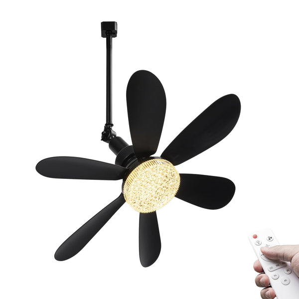 FSLiving 静音 角度調節 ダクトレールファン リモコン 調光調色 空気循環 換気 扇風機 ミニサーキュレーター 洗面所 オフィス用 リビングルーム用 12W ブラック