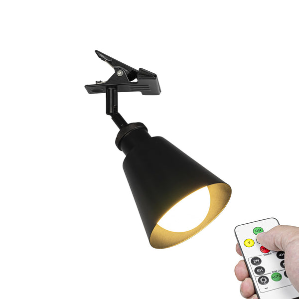 FSLiving クリップライト RGBタイプ 5Ｗ充電電球 40W白熱電球形相当 定時措置付き 自然色・昼光色・電球色3色調節可 光源強さ調節可 不同な光温度調節可能（紅色・ブルー・グリーンなど）玄関照明ライト 充電式ライト 応急灯 非常用ライト 取り付け簡単 マットブラックソケット　直径12cm*高さ10cm