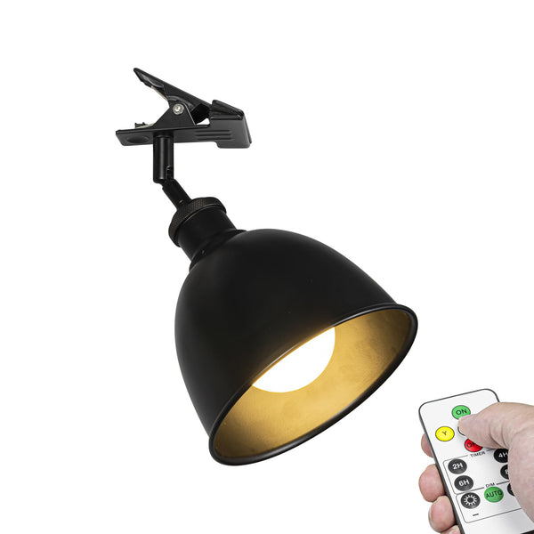 FSLiving クリップライト RGBタイプ 5Ｗ充電電球 40W白熱電球形相当 定時措置付き 自然色・昼光色・電球色3色調節可 光源強さ調節可 不同な光温度調節可能（紅色・ブルー・グリーンなど）玄関照明ライト 充電式ライト 応急灯 非常用ライト 取り付け簡単 マットブラックソケット　直径17cm*高さ13cm