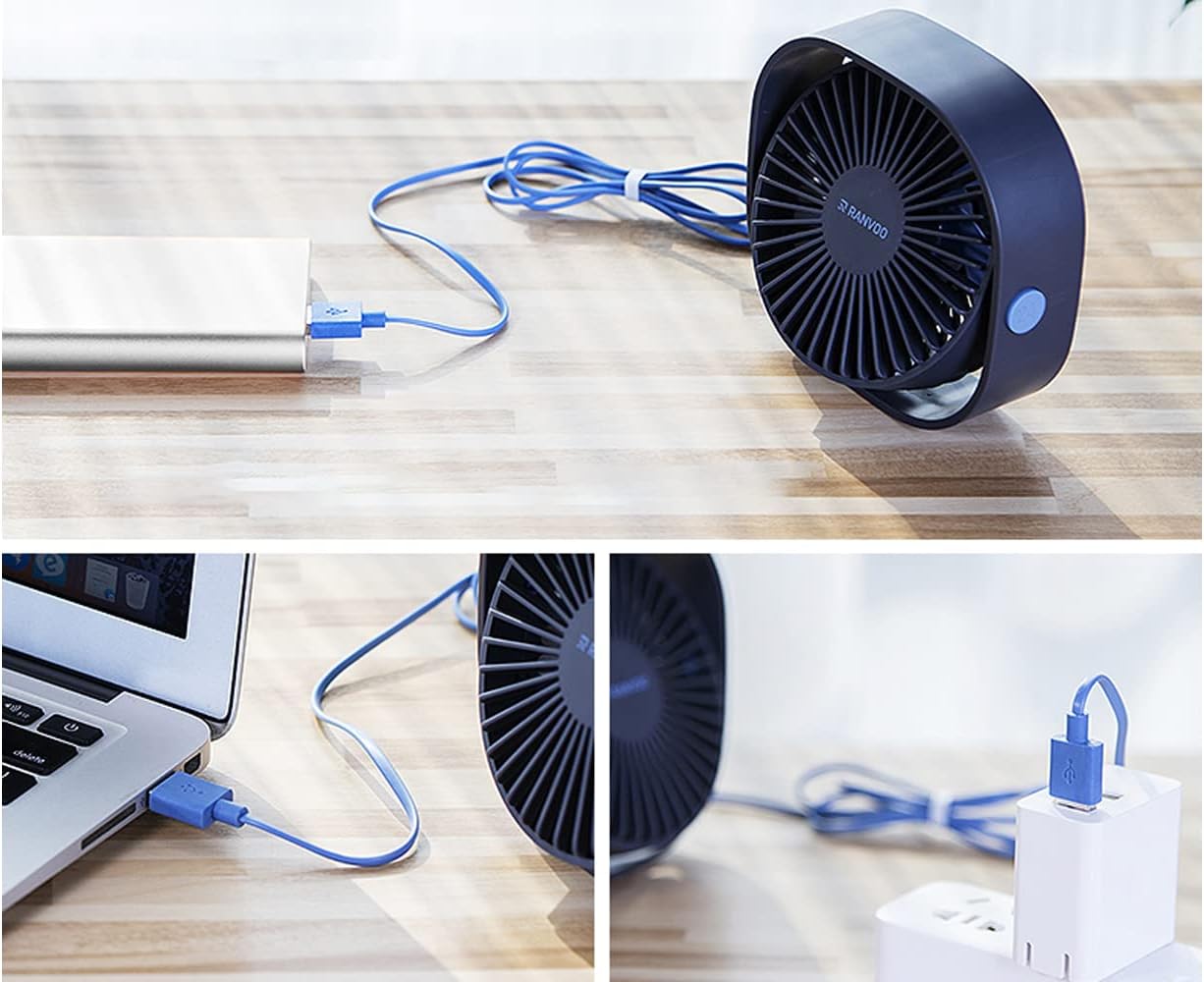FSLiving USB-Lüfter mit Bewegungssensor, Desktop-Lüfter, natürlicher Wind, Desktop- und Clip-Typ, bürstenloser Motor, leise, empfindlich