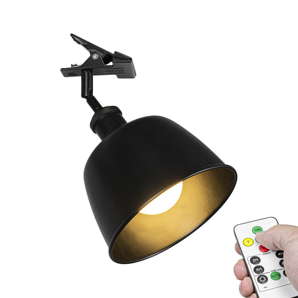 FSLiving クリップライト RGBタイプ 5Ｗ充電電球 40W白熱電球形相当 定時措置付き 自然色・昼光色・電球色3色調節可 光源強さ調節可 不同な光温度調節可能（紅色・ブルー・グリーンなど）玄関照明ライト 充電式ライト 応急灯 非常用ライト 取り付け簡単 マットブラックソケット　直径18.5cm*高さ13.5cm