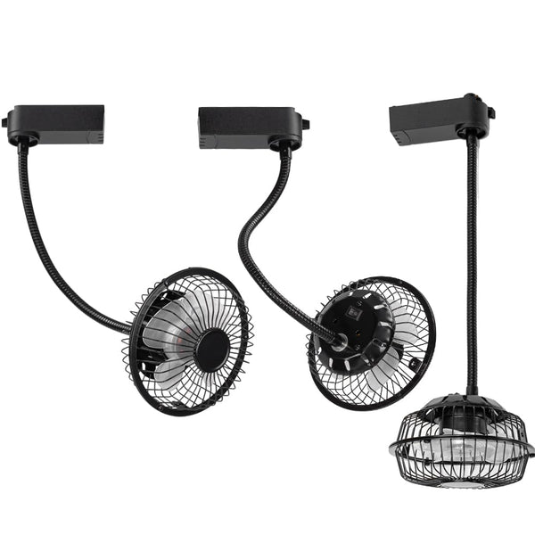 FSLiving 3個セット 送風機 ダクトレール用 グースネックアーム付き サーキュレーター on/offスイッチ 角度調節可 観葉植物 換気 空気循環 キッチン 倉庫