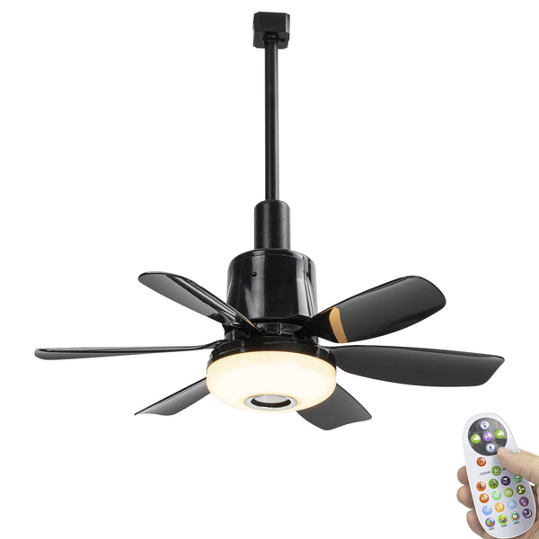 FSLiving 静音 ダクトレールファン リモコン ミニサーキュレーター 調光調色 空気循環 換気 扇風機 洗面所 オフィス用 リビングルーム用 30W ブラック