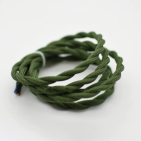 FSLIVING 10メートル ツイストコード 丸打コード DIY 2ココード 配線 コード 電線 ケーブル ニット線 耐熱絶縁電線 編組生地ワイヤー PJ0943GN-10M