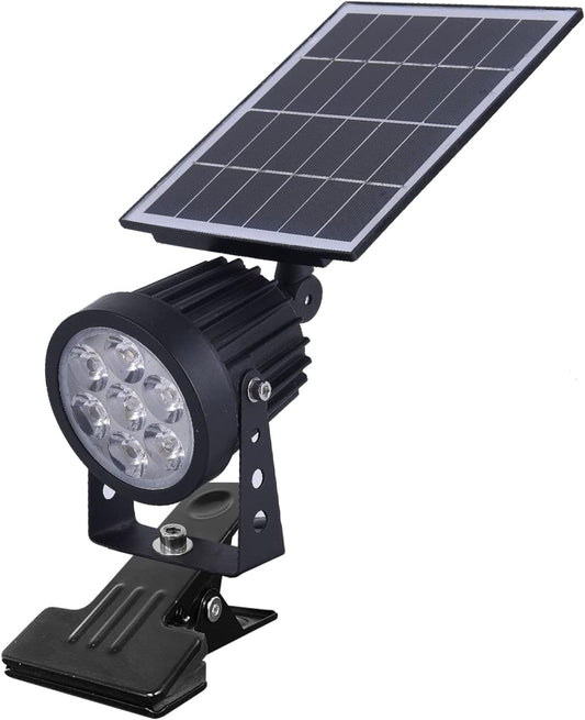 FSLiving ソーラーライト クリップ式 簡潔なソーラーパワー スポットライト レッドライト 調整可能 防水およびポータブル 設置が簡単 屋外/屋内用5W COB LEDチップ バルコニー パティオ HWD0172