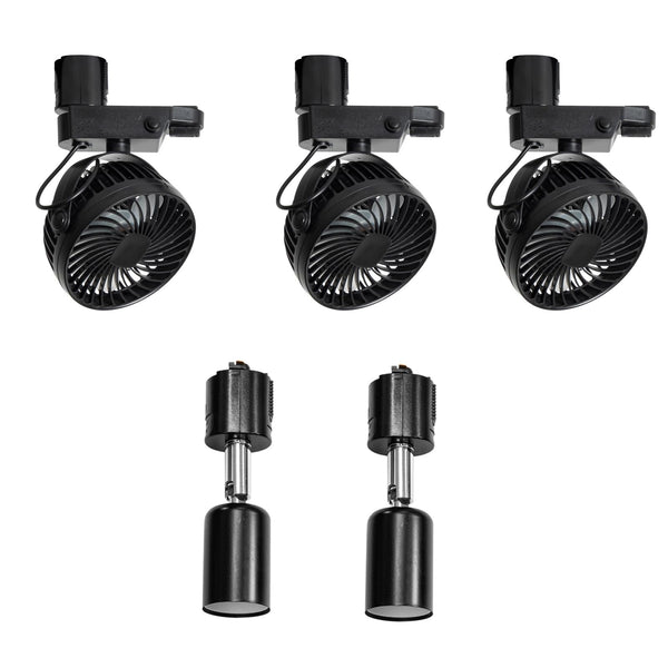 FSLiving 植物育成用set 生長を促進 ライティングレール用灯具つき ダクトレール対応 電球別売り E26対応 植物用サーキュレーター 植物用送風機 ダクトレール対応 風通しよい 観葉植物空気循環 本体on・offボタンつき