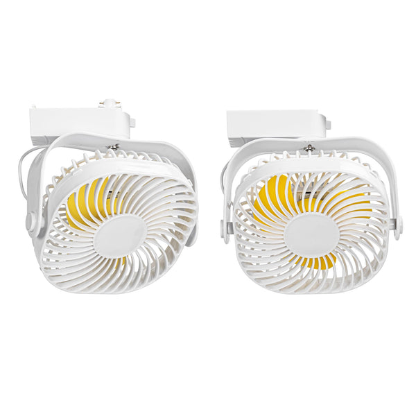 FSLiving 2個セット ダクトレール用サーキュレーター 植物育成 送風機 ライティングレール用 ダクトレール対応 本体スイッチつき 風力2段調節 観葉植物 根腐れ防止 空気循環 ホワイト