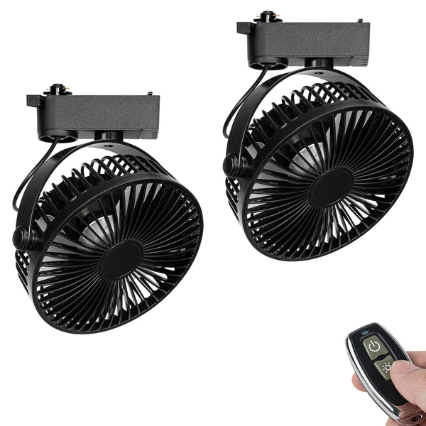 FSLiving 2個入り ダクトレール用 扇風機 送風機 リモコン付き 空気循環 換気 植物育成 角度調節 オフィス リビング キッチン トイレ 賃貸対応　XDD601BYK-DG