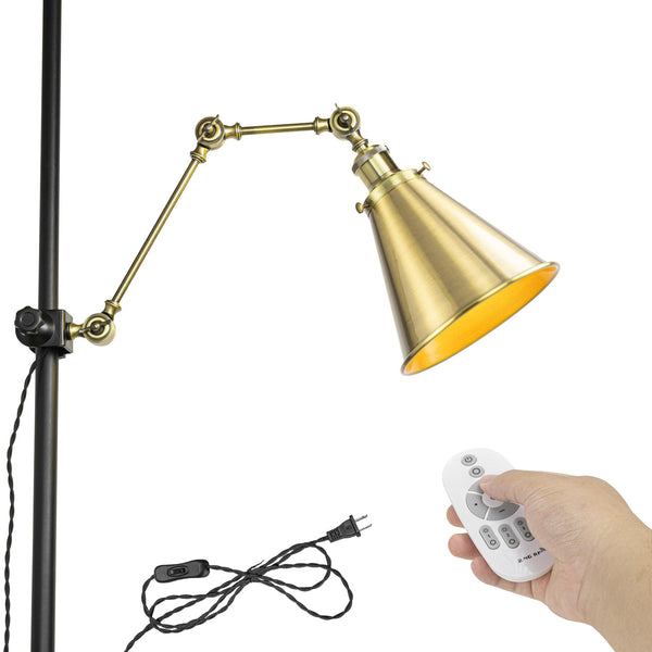 FSLiving ブラケットライト クリップライト ブロンズ  調光調色 リモコン付属 角度調節可能 縦アクセサリーに固定可能 新生活 突っ張り棒対応 賃貸照明 賃貸対応照明器具 E26 レトロ 電球付属 BDZB-CYAN-10CM-20CM-QGT-19CMGL-QP50