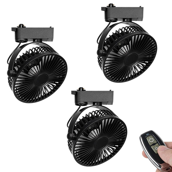 FSLiving 3個入り ダクトレール用 扇風機 送風機 リモコン付き 空気循環 換気 植物育成 角度調節 オフィス リビング キッチン トイレ 賃貸対応　XDD601BYK-DG