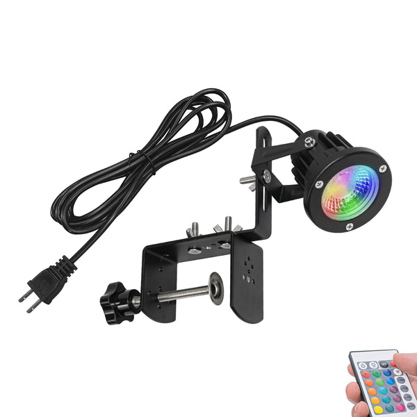 FSLiving 7Ｗ リモコン付き 発光色も変更可 看板用 黒板用照明 RGB クリップライト スポットライト ピッコロライト コード長3m LED クリップライト 防雨型クリップライト 電気スタンド