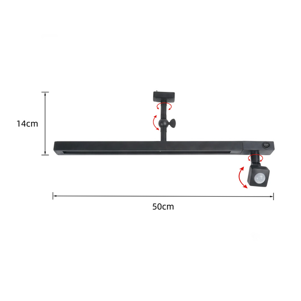 FSLiving 人感センサー付き ダクトレール 50cm 工事不要 引掛シーリング E26 変換アダプター 自動点灯 ライティングレール 賃貸対応 ファン Spot照明設置可