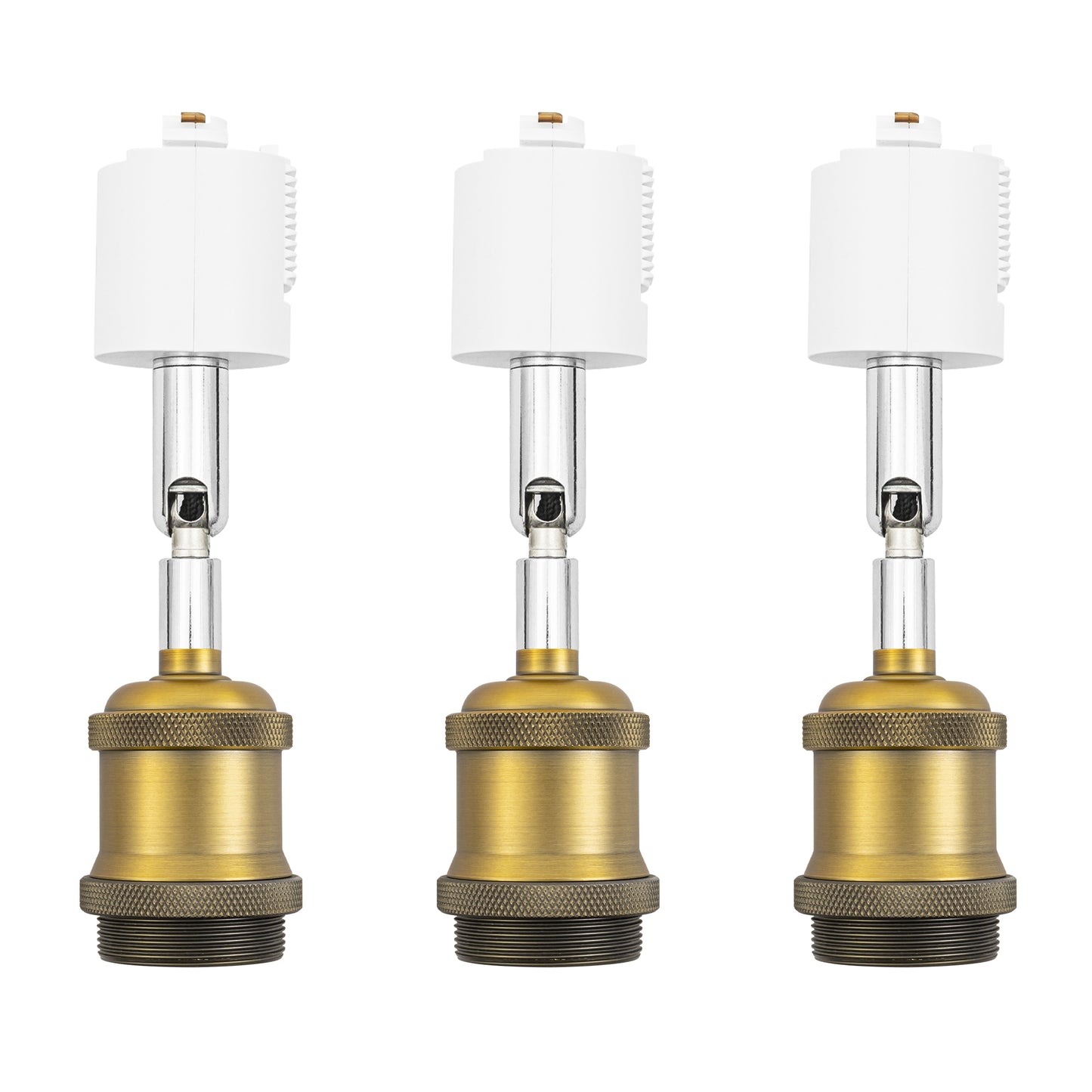FSLiving 3個パック LEDスポットライトダクトレール用 スポットライトダクトレール用 E26口金 ライティングレール照明器具 照射角度調節可能 レトロソケット