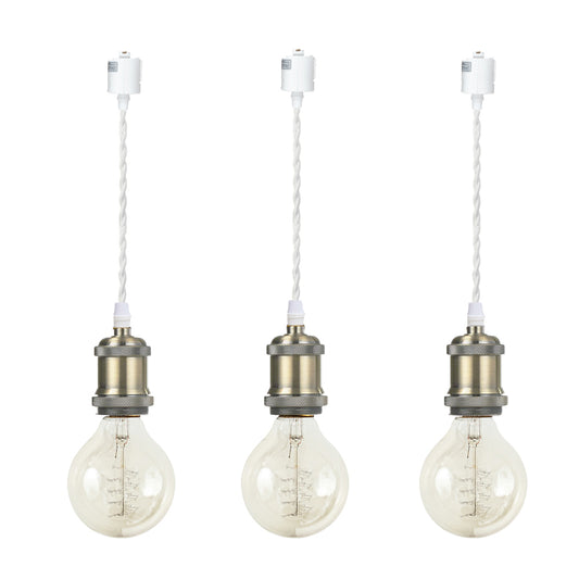FSLIVING 3個パック  レトロ ブロンズソケット１灯ペンダント ツイストコード インテリア照明 カフェ バー LED電球対応 ライトソケット ダクトレールライト　ライティングレールライト