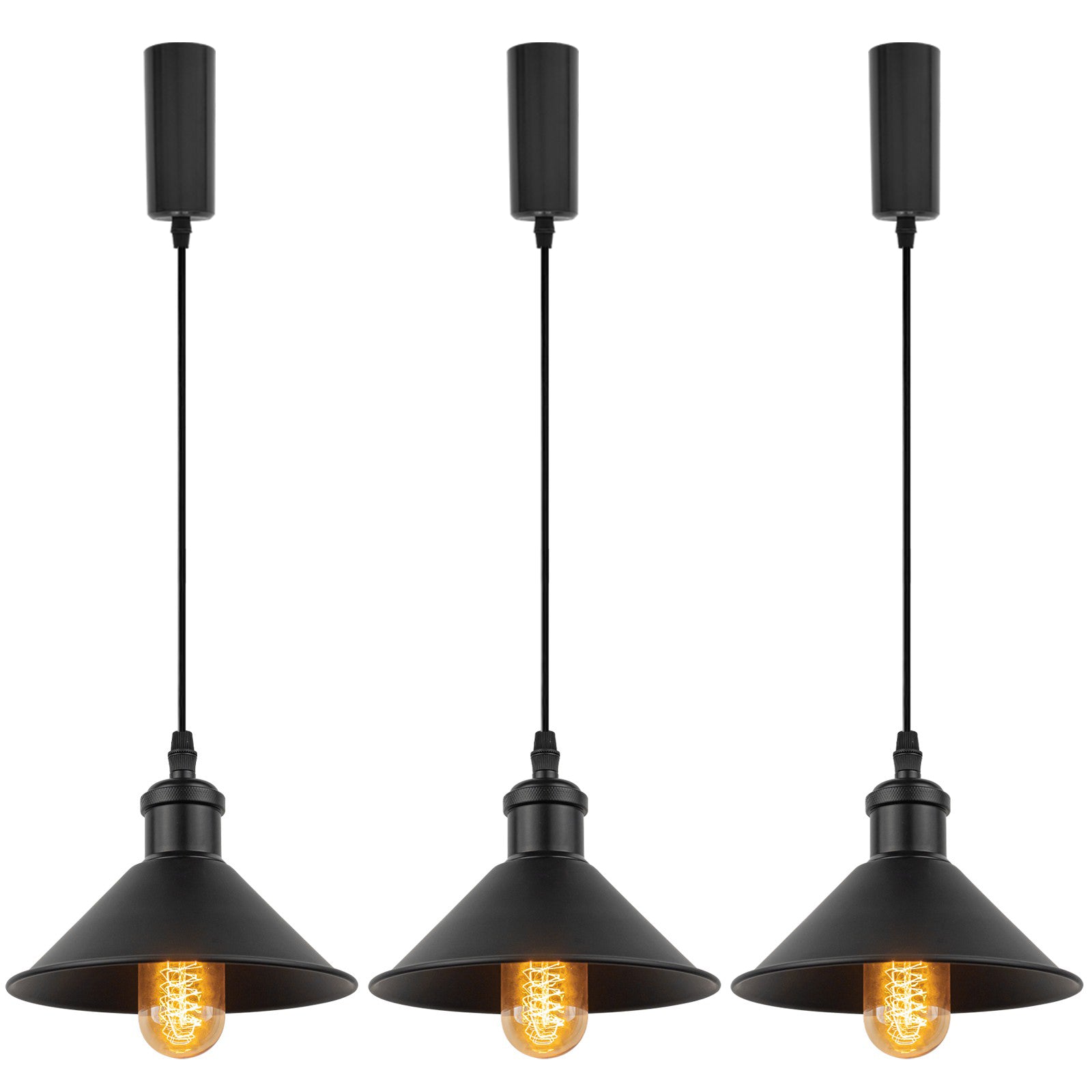 レトロペンダントライト 3個パック ブラック 北欧 長さ調節可 【公式通販】