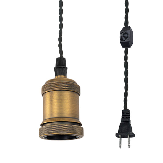 FSLIVING レトロ １灯ペンダント コンセント式(4.5m) 吊り下げ高さ調節可 調光スイッチ付き 調光電球対応  インテリア照明 カフェ