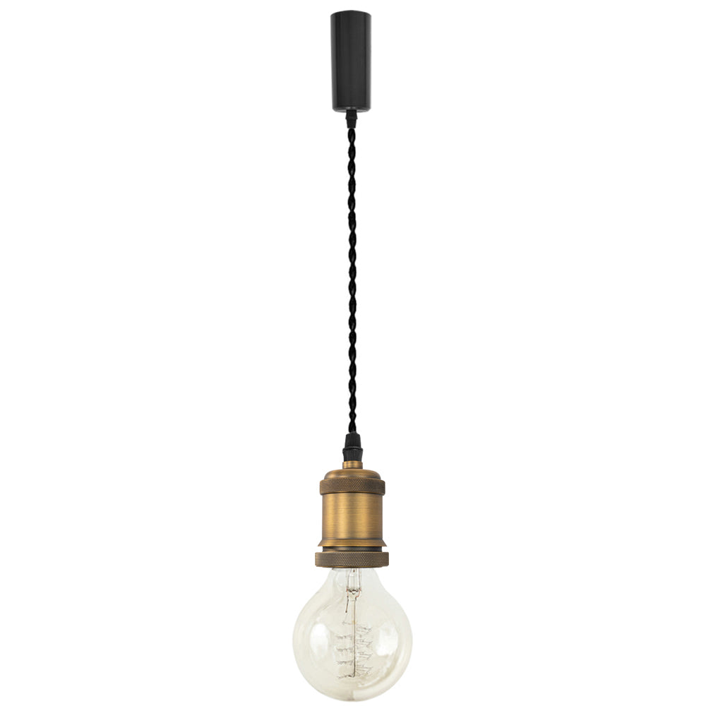 FSLIVING Light Socket with Cord Storage Cup Retro 1 Light Pendant Twisted Cord Brass Plated Old Finish Interior Lighting Cafe LED Bulb Compatible Light Socket Duct Rail Light Lighting Rail Light E26