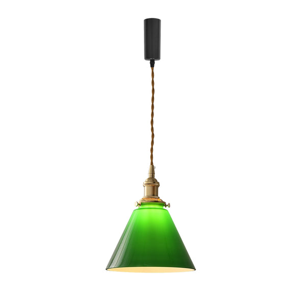 FSLiving Brass Socket Glass Shade Cafe Atmosphere Pendant Light with Cord Storage Flange Interior Lighting 