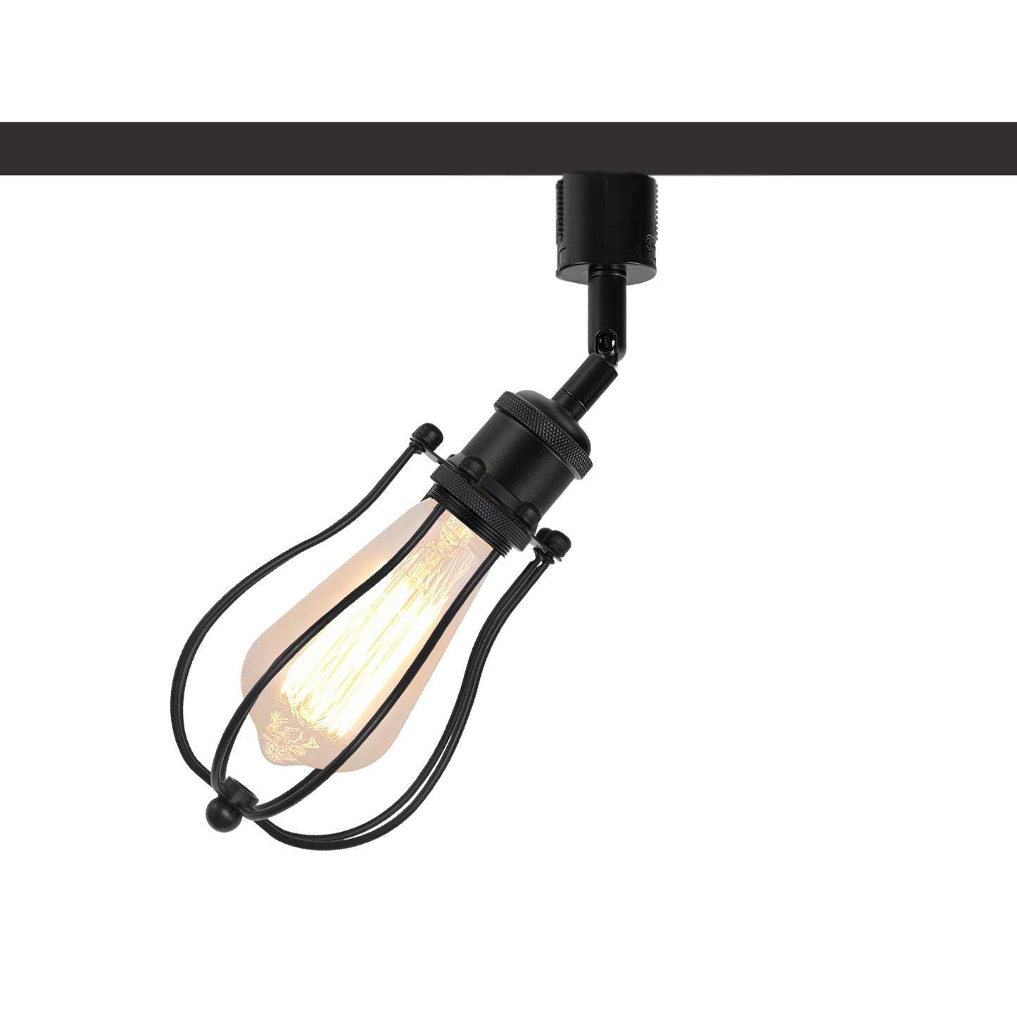 FSLiving マットブラック LEDスポットライトダクトレール用 スポットライトダクトレール用 E26口金 ライティングレール照明器具 照射角度調節可能 レトロソケット