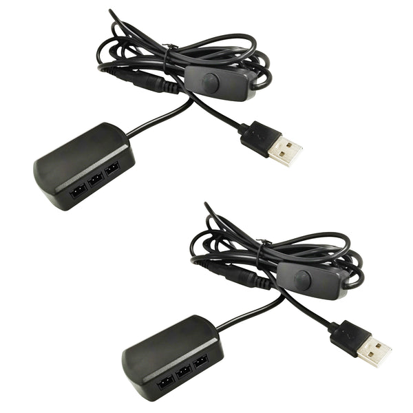 FSLiving 2セット ミニスポットライト 電源供給コード 10分岐アダプタ ミニスポットライト用 USBコード 調光スイッチ付き コード2m ショーケース ディスプレイ 間接照明用 照明器具