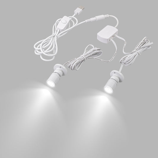 FSLiving 発光ユニット  2灯式 調光機能付き ミニスポットライト ジュエリー ショーケース ディスプレイ 照明器具 ブラックシェル LEDユニット 電飾キット ミニ植物ライト LEDスポットライト