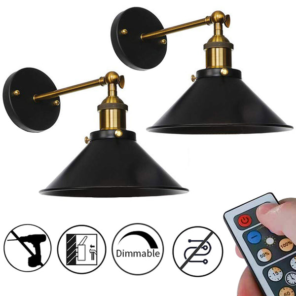 FSLIVING 2er-Pack batteriebetriebene LED-Leuchte, Wandleuchte, kein Bohren erforderlich, keine elektrische Konstruktion erforderlich, Halterungsleuchte, verstellbarer Winkel, kein Bohren erforderlich, Befestigung mit Wandhaken, E26-Sockel, bequeme Install