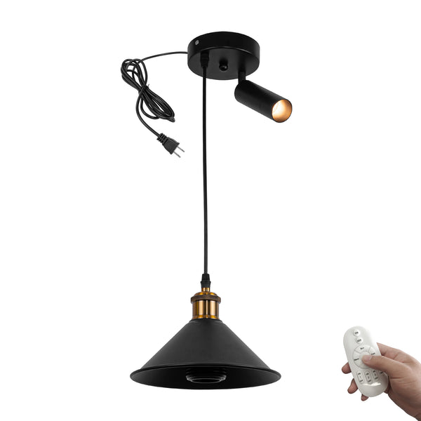 FSLiving 7W pendant light, spotlight, dimmable, color adjustable, remote control included, outlet type, easy to install, rental lighting, corded pendant light, warm white, daylight, natural light, cord length 400cm
