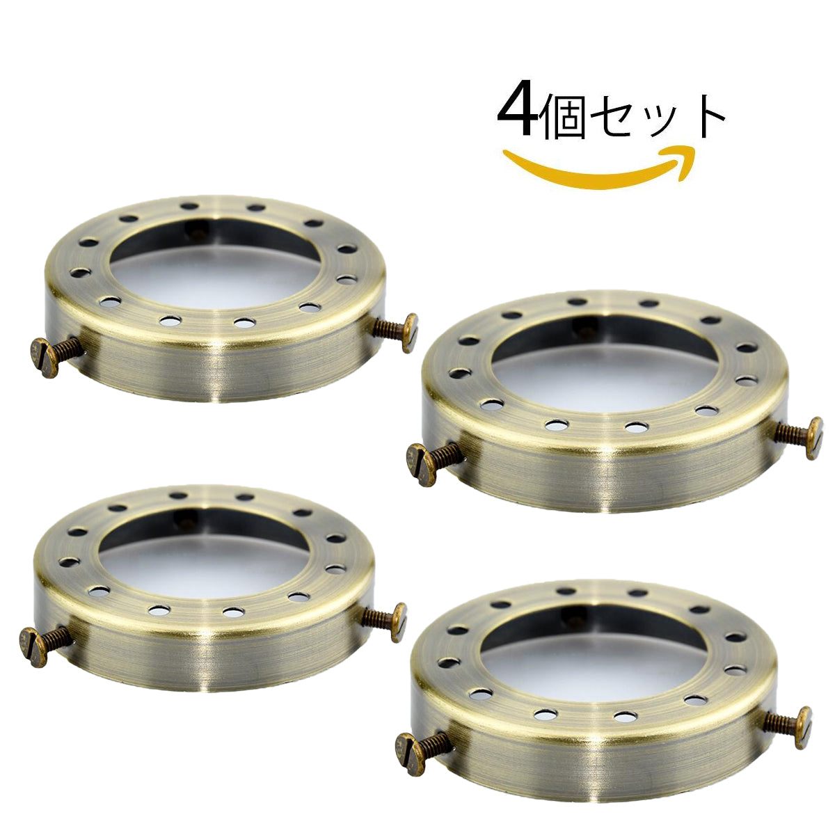 fsliving 4個 ブロンズ色 照明器具取付用 ホルダ 止め金具 シェード固定用 リング 蓋 ネジ 3つ穴 パーツ 部品 DIY 固定リング 壁掛け照明用 壁掛けライト用 ブラケットライト用 ウォールランプ 壁付け