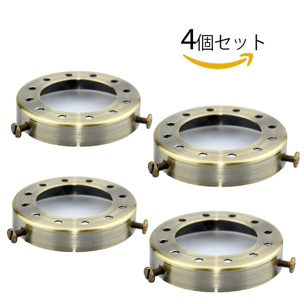 fsliving 4個 ブロンズ色 照明器具取付用 ホルダ 止め金具 シェード固定用 リング 蓋 ネジ 3つ穴 パーツ 部品 DIY 固定リング 壁掛け照明用 壁掛けライト用 ブラケットライト用 ウォールランプ 壁付け