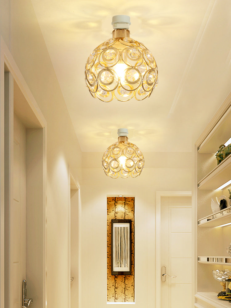 FSLiving Crystal Bling Small Ceiling Light Tray Lighting Foyer Lighting E26 Ceiling Light