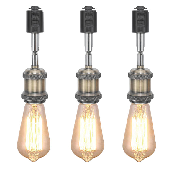 FSLiving 3個パック ブロンズ LEDスポットライトダクトレール用 スポットライトダクトレール用 E26口金 ライティングレール照明器具 照射角度調節可能 レトロソケット