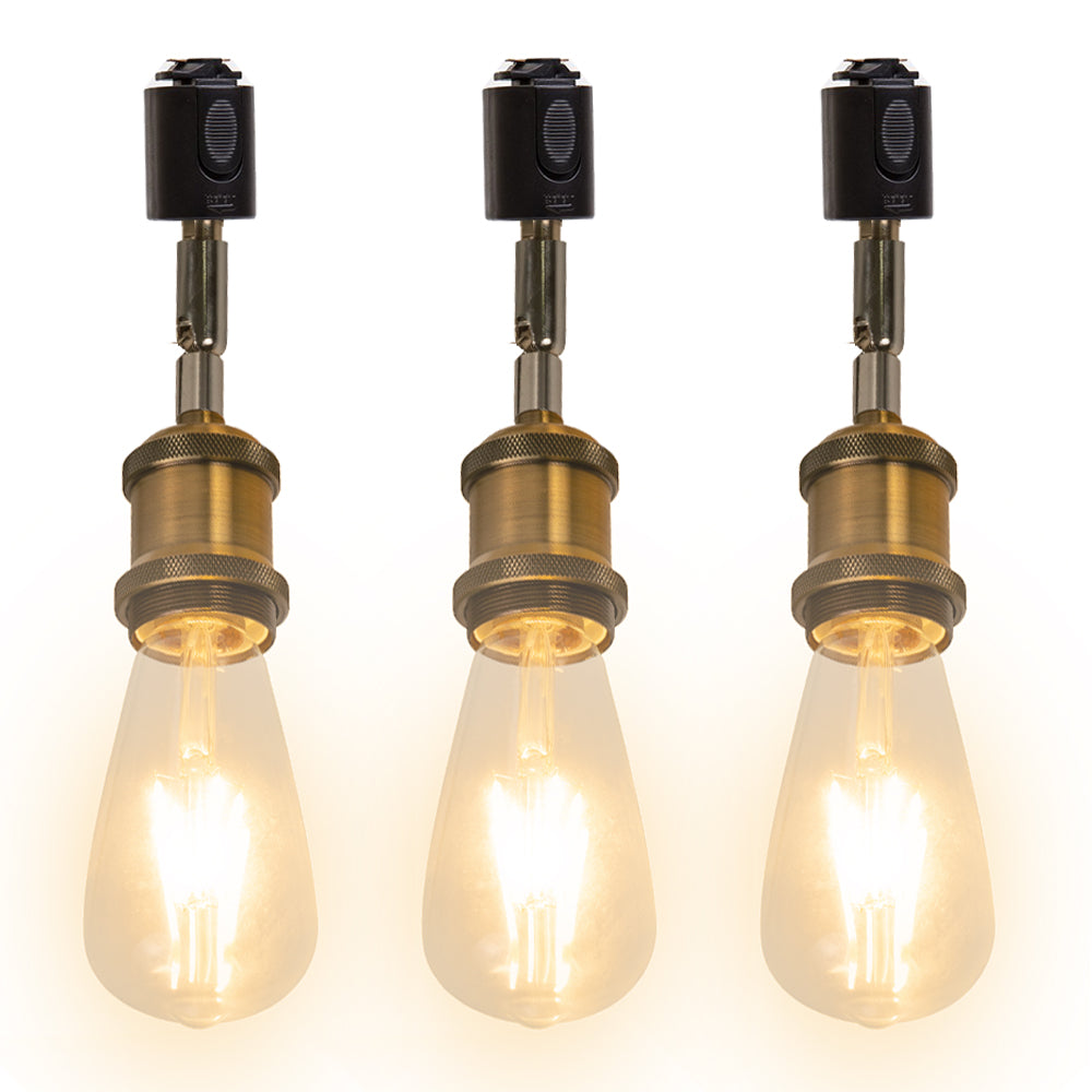 FSLiving 3er Pack LED Strahler Kanalschiene für Strahler Kanalschiene E26 Sockel Beleuchtungsschiene Leuchte Verstellbarer Beleuchtungswinkel Retro Sockel