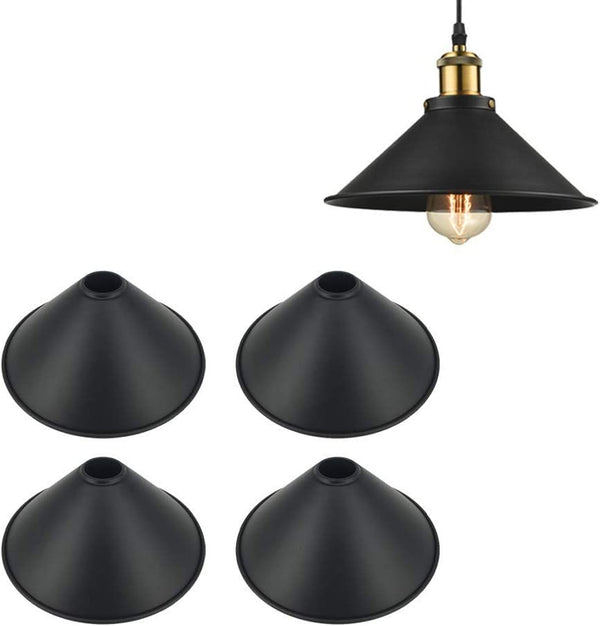 FSliving 4 Stück, Durchmesser 26 cm, Lampenschirm, nur Schirm, Retro-Pendelleuchte aus Stahl, Halterungslicht, stilvoll, nordisch, antik, LED-kompatibel, indirekte Beleuchtung, Schlafzimmer, nur Schirm, DIY