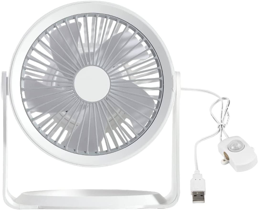 FSLiving USB ファン 人感センサー 静音 スピード 5枚羽根 4W USB扇風機 卓上 & クリップ型 小型 ピンク 卓上扇風機 キャンプ/リビング/アウトドア 直径19cm