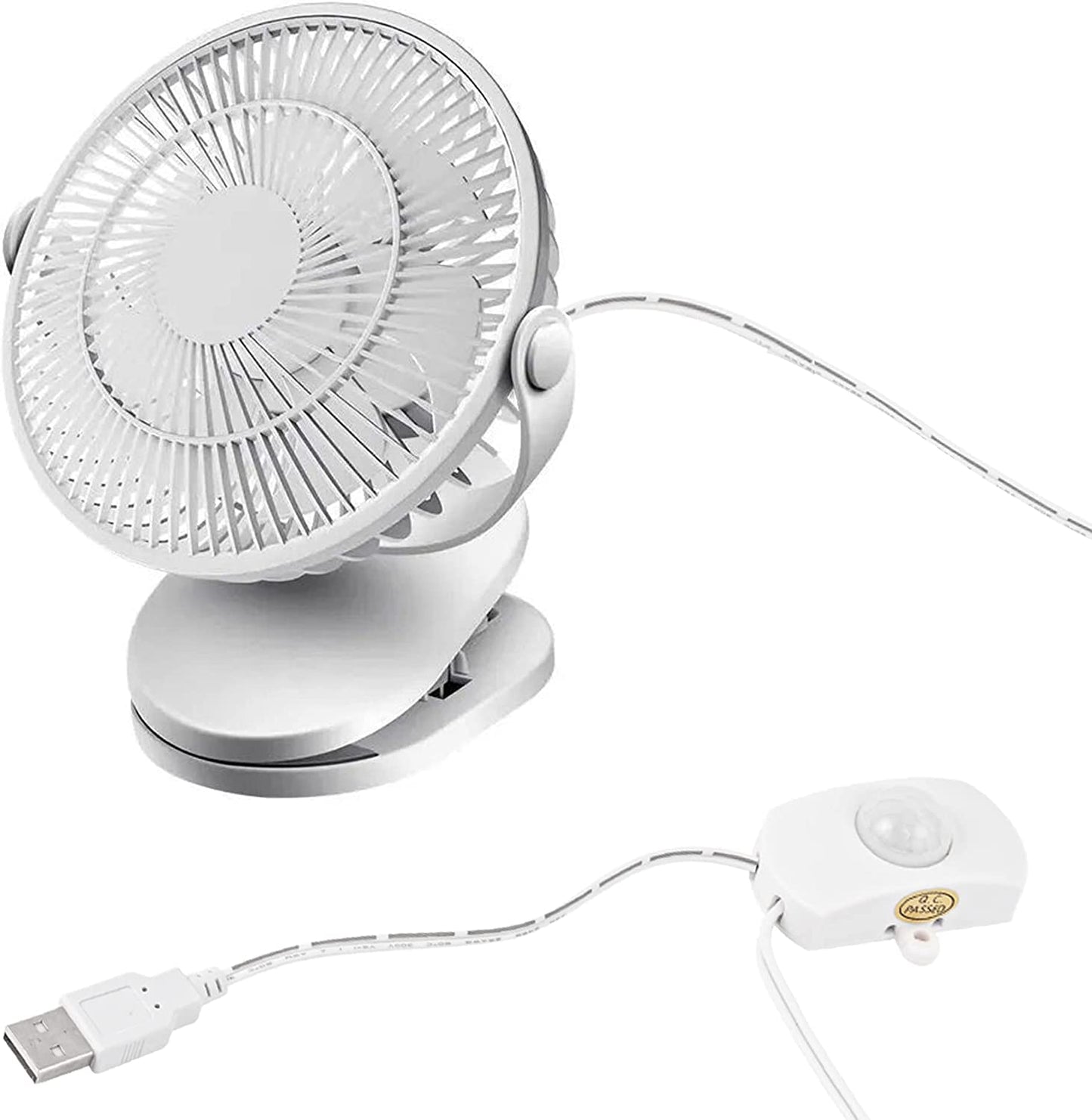 FSLiving USB Fan Motion Sensor Desktop Fan Natural Wind Desktop & Clip Type Brushless Motor Quiet Sensitive