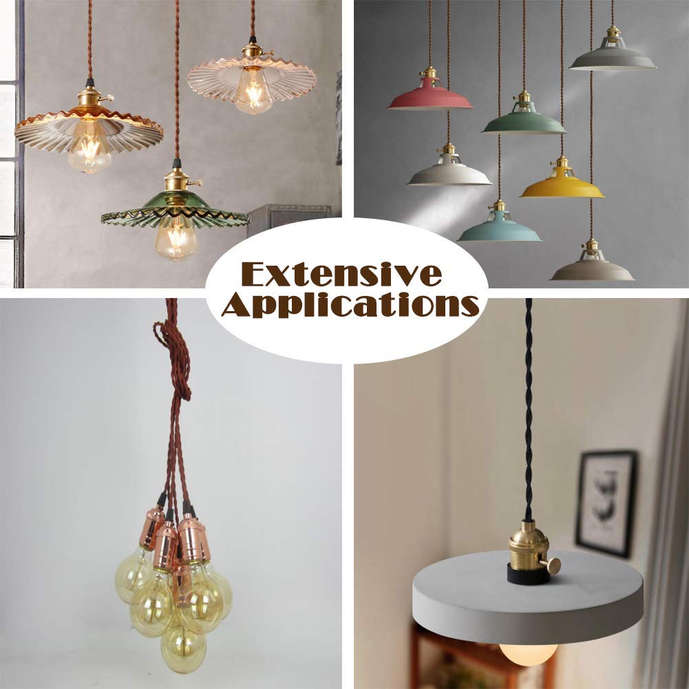FSliving 10m/50m/100m DIY 2 Core Twisted Cord Wiring Cord Cable Knitted Wire Lamp Chandelier Twisted Wire Double Core Wire Edison Retro Bulb Wire