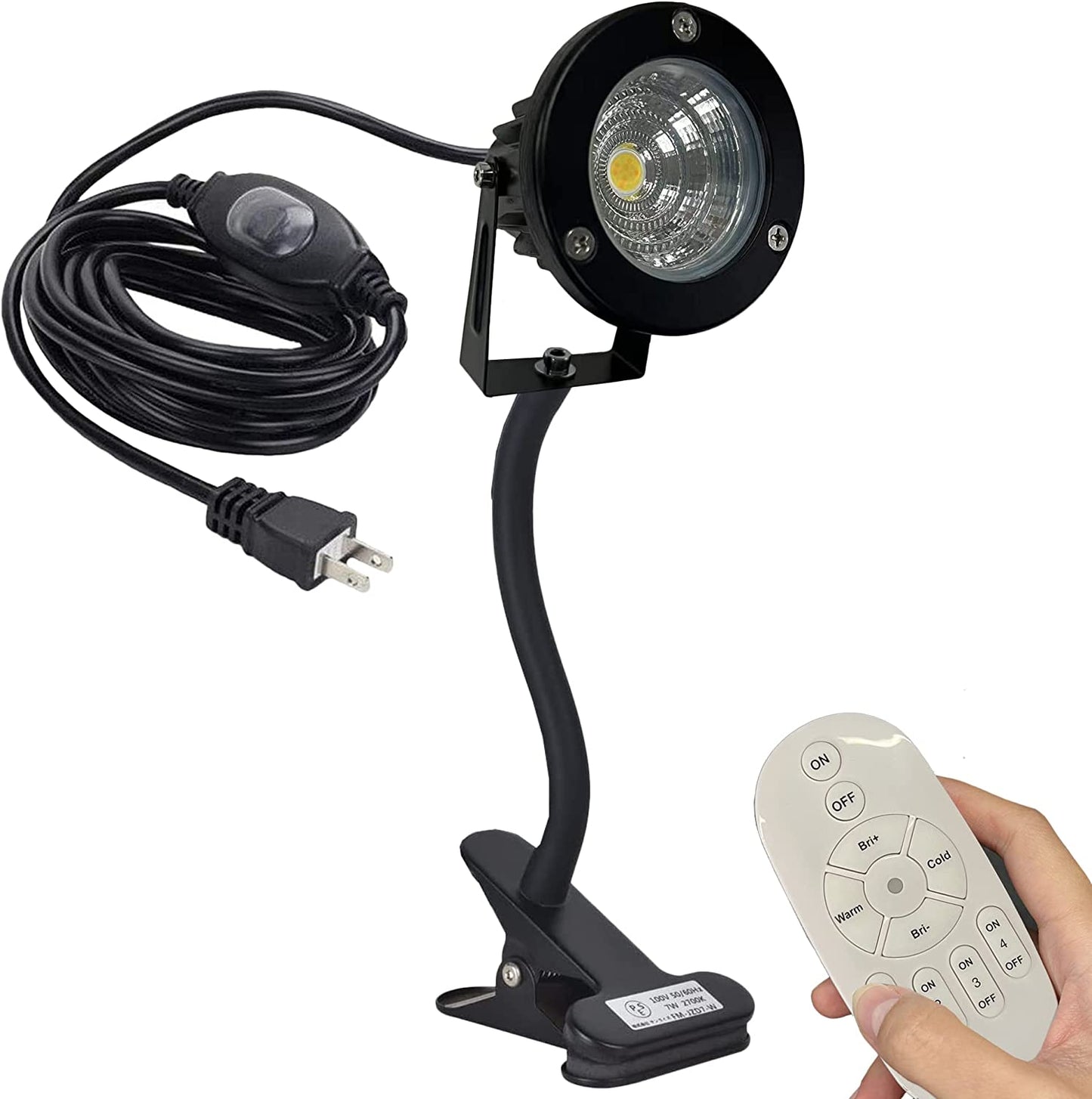 FSLiving Remote Control LED Clip Light 2700-6500K 7W Dimmable Outlet Arm Light Outdoor Adjustable Decorative Light Entrance Light Security Light Rainproof Waterproof