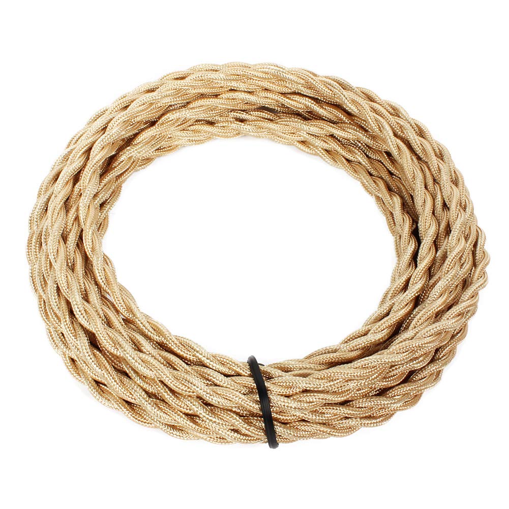FSliving 10m/50m/100m DIY 2 Core Twisted Cord Wiring Cord Cable Knitted Wire Lamp Chandelier Twisted Wire Double Core Wire Edison Retro Bulb Wire