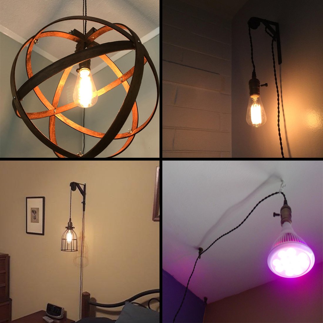 FSliving 10m/50m/100m DIY 2 Core Twisted Cord Wiring Cord Cable Knitted Wire Lamp Chandelier Twisted Wire Double Core Wire Edison Retro Bulb Wire