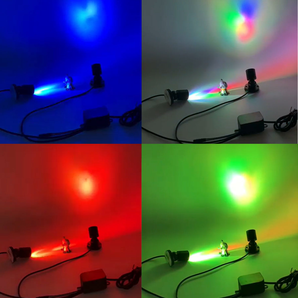 FSLiving 発光ユニット(RGB色) リモコン付き ミニスポットライト 角度調節可 ジュエリー ショーケース ディスプレイ 照明器具 ブラックシェル LEDユニット 電飾キット ミニ植物ライト LEDスポットライト