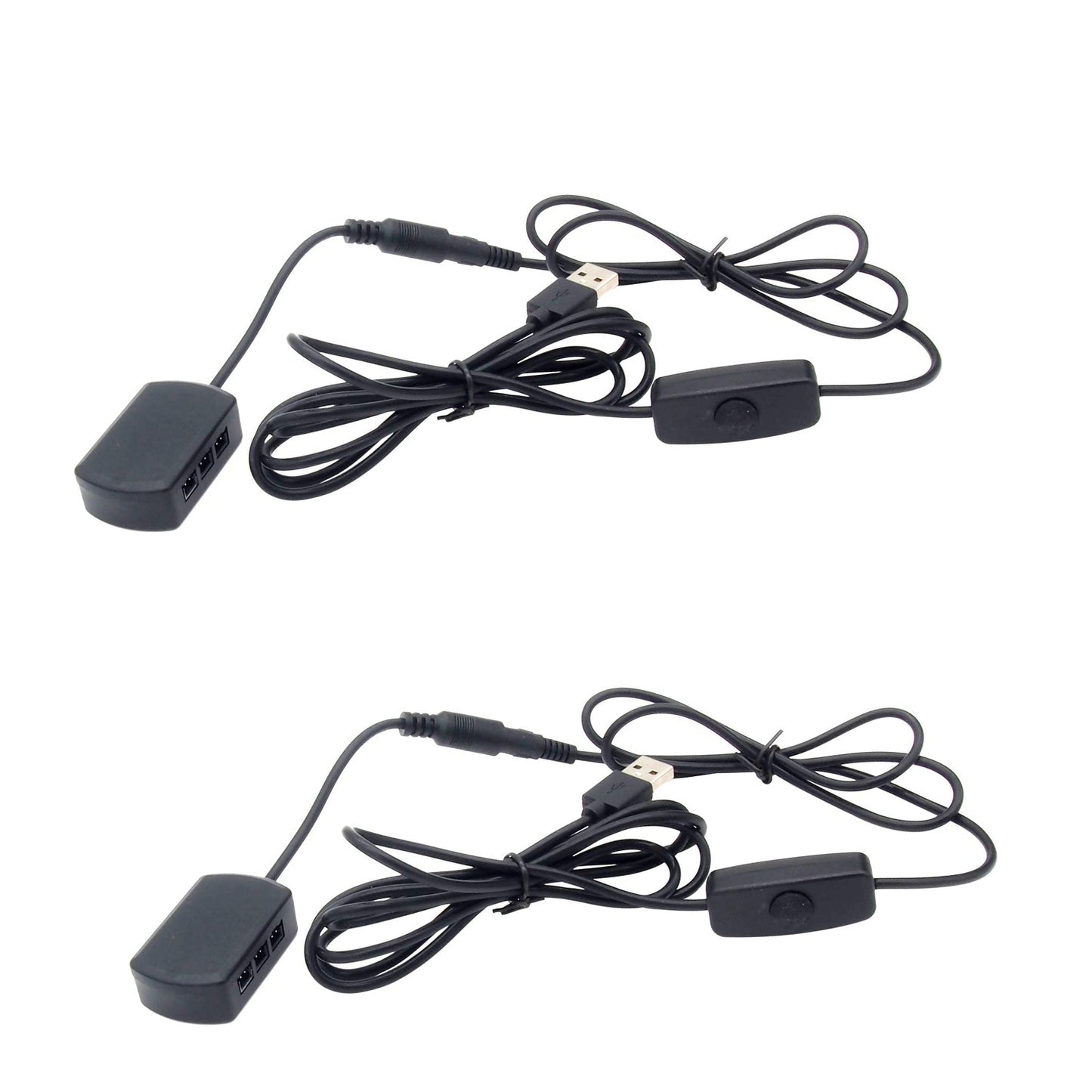 FSLiving 2セット ミニスポットライト 電源供給コード 10分岐アダプタ ミニスポットライト用 USBコード 調光スイッチ付き コード2m ショーケース ディスプレイ 間接照明用 照明器具