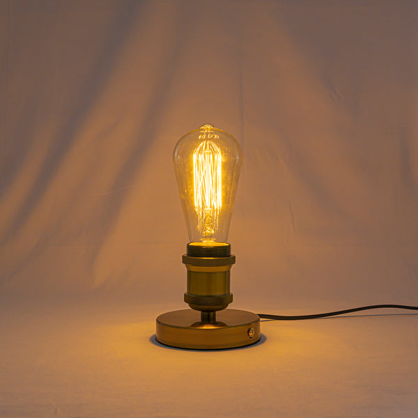 FSLiving Desk Lamp Campaign Dimmable Timer Function Suitable for Rentals Outlet Type with Switch Retro Stylish E26 Base Gold Lamp Socket