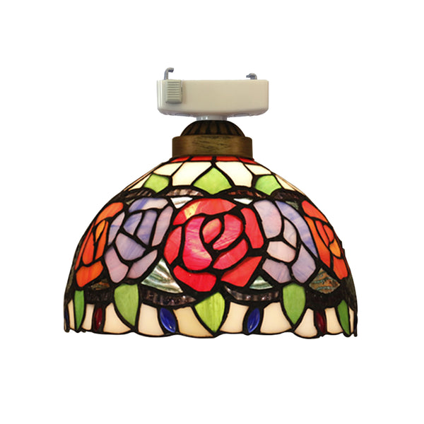 FSLiving Ceiling Light Small Ceiling Small Entrance Light Toilet Light Lighting Fixtures Stained Glass 